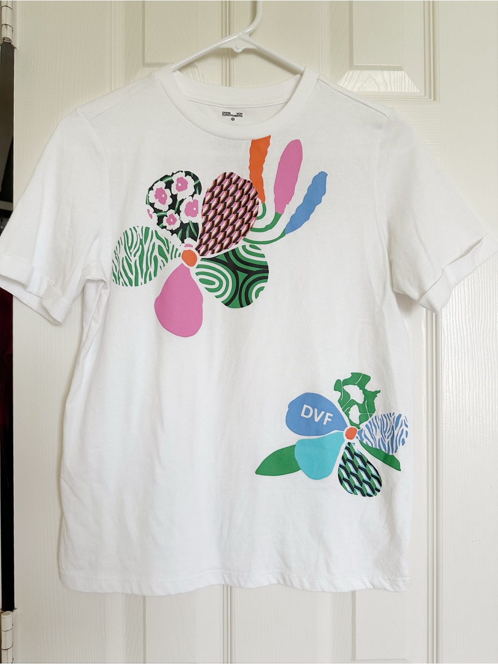 Diane Von Furstenberg x Target White Tee with Multicolor Floral Prints